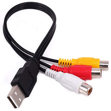 Carica l'immagine nel visualizzatore di Gallery, Yilan - Cavo da USB a 3 RCA, lungo 0,25 m, maschio a 3 RCA femmina,...