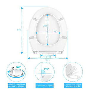 Sedile WC, Dalmo DBTS07TY Copriwater Universali O Forma, Tavoletta