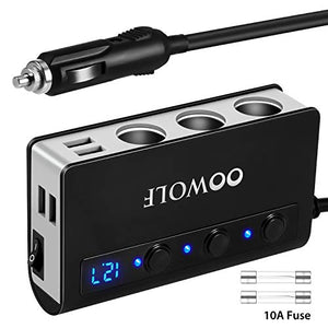 OOWOLF Accendisigari per Auto 180W 12V/24V, Ricarica Rapida 3.0 USB USB...