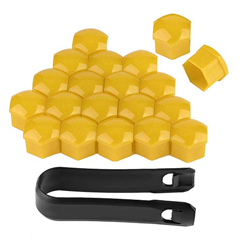 KIMISS 20pcs tappi per dadi ruota auto, 19mm Auto Hub Coprivite Giallo