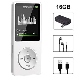 Lettore MP3, Musicale da 16GB per Sport e Bianco (non bluetooth)