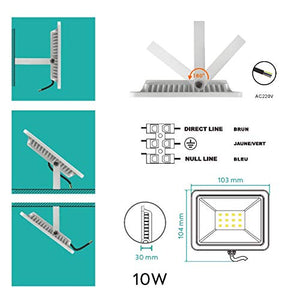 MOMEX Faretti LED da esterno 10W alta luminosità 10W, Bianco Freddo/6500k - Ilgrandebazar