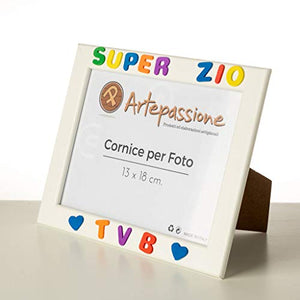 Cornici per foto in legno con la scritta Super Zio TVB e decorata con... - Ilgrandebazar