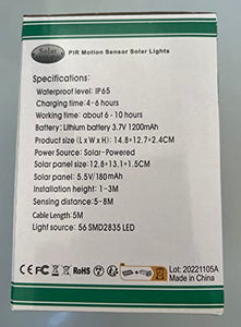 Benma Lampade solari da esterni, luci solari, Lampade da parete per esterni, luci solari da giardino con sensore di movimento, angolo di illuminazione 120°, 5 m