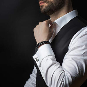 SERASAR | Bracciale in Pelle Premium per Uomo Nero | Speciale - Ilgrandebazar