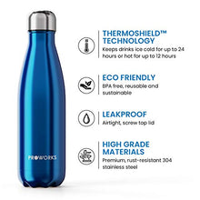Carica l&#39;immagine nel visualizzatore di Gallery, Proworks Bottiglia Acqua in Acciaio Inox, Senza BPA Vuoto 1000ml (32oz), Blu