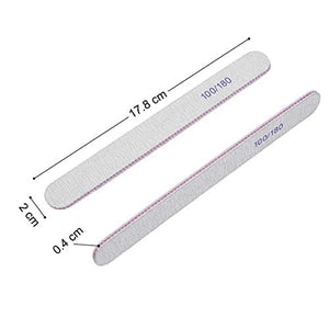 Lime unghie, URAQT 15 Pezzi Set Lima Per Unghie Gel, Lavabile a Doppia Faccia, per manicure e nail art in gel acrilico. Dimensioni grana 100/180