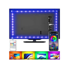 Carica l&#39;immagine nel visualizzatore di Gallery, Striscia di luci LED per TV, kit di retroilluminazione TV USB con telecomando, controllo APP sincronizzazione con musica, 5050 RGB Smart LED Bias Illuminazione per HDTV, PC (2 m per TV da 32 &quot;-60&quot;)