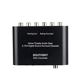 SOUTHSKY 5.1 Audio Rush Digital Sound Converter – SPDIF Ottico/Coassiale a 5.1CH Canali Analogica (6RCA output) Supporto PS2,PS3,PS4,Dolby AC3 DTS