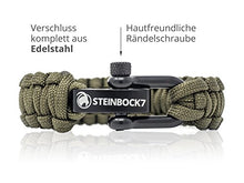 Carica l&#39;immagine nel visualizzatore di Gallery, Steinbock7, braccialetto paracord regolabile con chiusura 23 cm, Army-Green