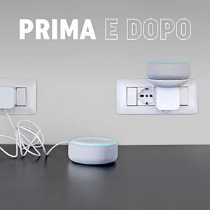 Supporto compatto ECHO DOT per PRESA ITALIANA. Cavo nascosto, NO VITI o Nero