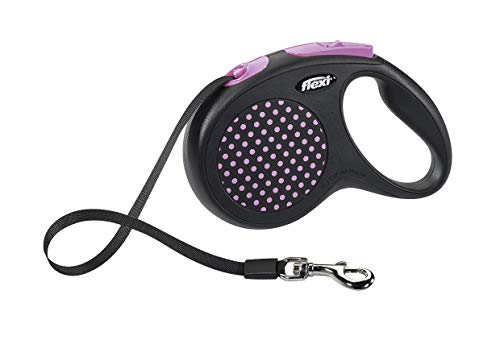FLEXI Design Guinzaglio avvolgibile, Medium, Fettuccia, 5m, M, nero / fucsia - Ilgrandebazar