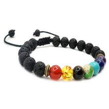 Carica l&#39;immagine nel visualizzatore di Gallery, 7 bracciale in pietra chakra intrecciata corda regolabile Lucky Charm Lava... - Ilgrandebazar