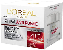 Carica l'immagine nel visualizzatore di Gallery, L'Oréal Paris Crema Viso Anti-Rughe Attiva 45+, Trattamento Intensivo Anti-Rughe, Rassoda e Nutre la Pelle, 50 ml, Confezione da 1