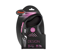 Carica l&#39;immagine nel visualizzatore di Gallery, FLEXI Design Guinzaglio avvolgibile, Medium, Fettuccia, 5m, M, nero / fucsia - Ilgrandebazar