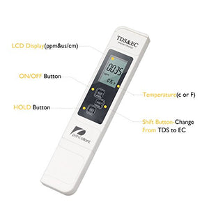 Pancellent Tester qualità Acqua TDS PH EC Temperatura 4 Giallo Bianco 4 In 1