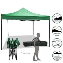 Carica l'immagine nel visualizzatore di Gallery, BAKAJI Gazebo 3 x 3 metri Pieghevole Tessuto Poliestere Impermeabile Struttura in Metallo Richiudibile a Fisarmonica Tendone Portatile Fiera Mercato Giardino Esterno + Sacca per Trasporto (Verde)