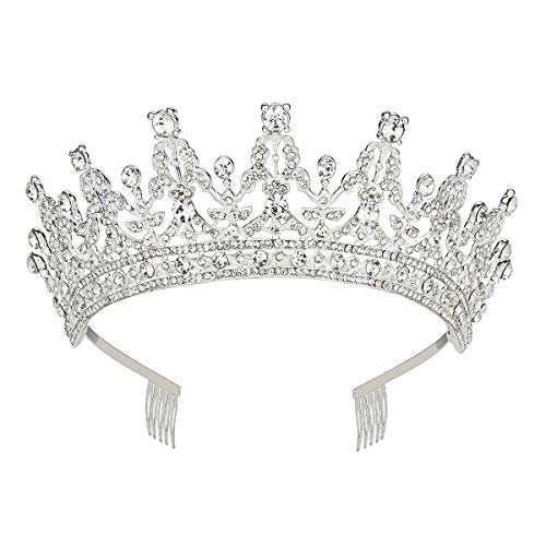 Makone Tiara Nuziale di Cristallo Strass Corona Sliver - Ilgrandebazar