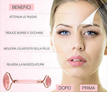 Carica l&#39;immagine nel visualizzatore di Gallery, Derma Roller Quarzo Rosa 100% Trattamento Viso Rilassante Linfodrenante... - Ilgrandebazar