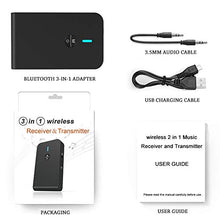 Carica l&#39;immagine nel visualizzatore di Gallery, Trasmettitore Ricevitore Bluetooth 5.0, 2 in 1 Adattatore Nero