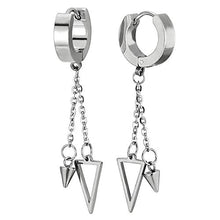 Carica l&#39;immagine nel visualizzatore di Gallery, Acciaio Inossidabile Orecchini a Cerchio con Lunga Catena Pendenti Argento - Ilgrandebazar