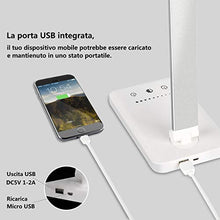 Carica l'immagine nel visualizzatore di Gallery, Lampada da scrivania a LED, lampada da tavolo protezione degli occhi, dimmerabile, touch Control,con10 livelli di luminosità 5 modalità di illuminazione, porta di ricarica USB