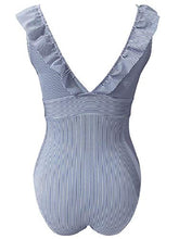 Carica l&#39;immagine nel visualizzatore di Gallery, Yuson Girl Bikini Intero Sexy Donna,V Neck Swimsuit Push L, Blu