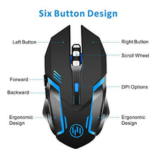 Carica l&#39;immagine nel visualizzatore di Gallery, TENMOS X96 Ricaricabile Wireless Gaming Mouse, Ottico Retroilluminato Mouse...