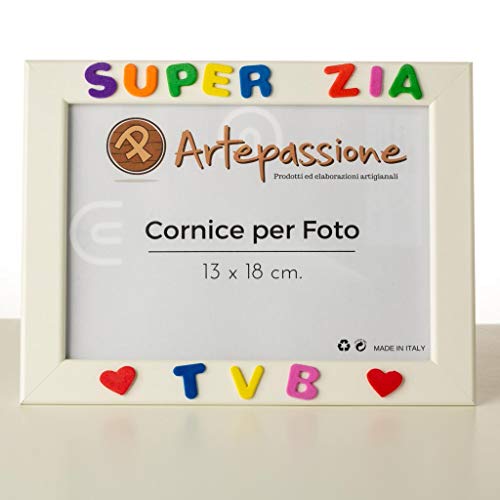 Cornici per foto in legno con la scritta Super Zia TVB e decorata con... - Ilgrandebazar