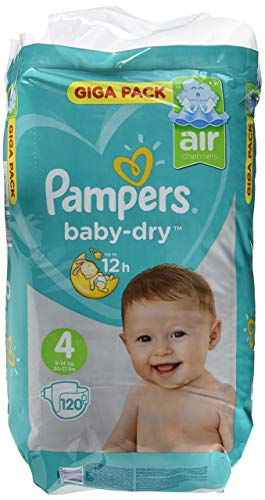 Pampers, misura 4, 9 – 14 kg, Mega Plus, confezione 120 pezzi - Ilgrandebazar