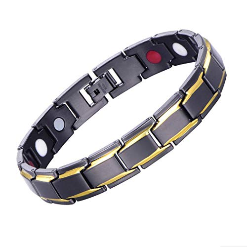 Magnetico bracciale per uomo, oro nero titanio acciaio terapia magnetica... - Ilgrandebazar