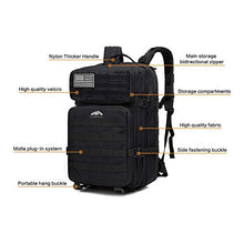 Carica l'immagine nel visualizzatore di Gallery, ZEHNHASE Zaino Tattico Militare 45L Molle Professionale Trekking Nero