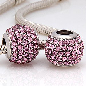 Andante-Stones 925 Argento Pavé Bead con zirconi scintillanti (Rosa)... - Ilgrandebazar