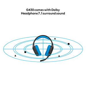 Logitech G430 Cuffie da Gioco con 7.1 Dolby Surround Sound, Nero/Blu