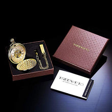 Carica l&#39;immagine nel visualizzatore di Gallery, TREEWETO Orologio da tasca unisex con catena, analogico, Golden057 - Ilgrandebazar
