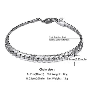 PROSTEEL Uomo Bracciale a Catena Cubana Incisione, Acciaio Argento - Ilgrandebazar