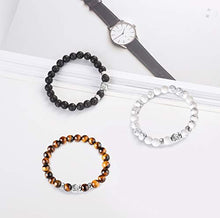 Carica l&#39;immagine nel visualizzatore di Gallery, BESTEEL 6PCS 8MM Palline Bracciali per Uomo Vulcanica Giallo Tigre Occhio... - Ilgrandebazar