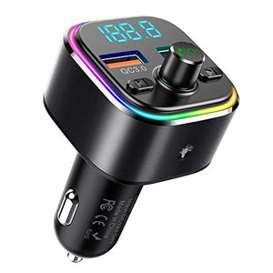 Nulaxy Trasmettitore FM Bluetooth V5.0-7 LED Controluce Wireless Nero