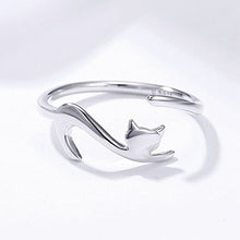 Carica l&#39;immagine nel visualizzatore di Gallery, Anello in argento sterling 925 di Qings, Regolabile Aperto Gatto Stile... - Ilgrandebazar