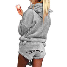 Carica l'immagine nel visualizzatore di Gallery, XingYue Direct 2 Pezzi Donne Pigiama Gatto Cute Girls Meow Sleepwear M, Gray
