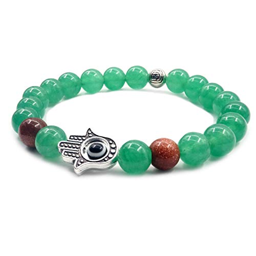 Bracciale in Pietra Agata 8mm Yoga Reiki Healing Balancing Energy Hamsa Hand... - Ilgrandebazar