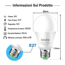 Carica l'immagine nel visualizzatore di Gallery, EXTRASTAR Lampadina Con Sensore, E27 Lampadine LED con Sensore Crepuscolare da Esterno, Auto On/Off, 9W bianco freddo 6500K per Veranda Giardino Porta d'ingresso Corridoio 2 pezzis