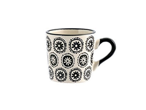 H&H Vhera Set 6 Tazzine Caffè, Stoneware, Bianco/Nero, 90 ml - Ilgrandebazar
