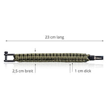 Carica l&#39;immagine nel visualizzatore di Gallery, Steinbock7, braccialetto paracord regolabile con chiusura 23 cm, Army-Green