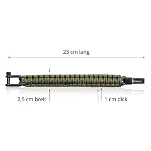 Steinbock7, braccialetto paracord regolabile con chiusura 23 cm, Army-Green
