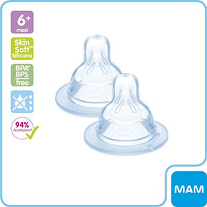 MAM Teat Set Size 2-3, 2 Tettarelle silicone per 2+ mesi e 2 4+ mesi,... - Ilgrandebazar