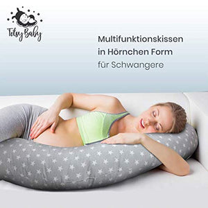 Cuscino Gravidanza per dormire Cuscini Allattamento Grigio con stelle bianche - Ilgrandebazar