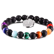Carica l&#39;immagine nel visualizzatore di Gallery, JOXFA Naturale Genuine 7 Chakra Gemstone Uomo Donna 8mm Lava B - Ilgrandebazar