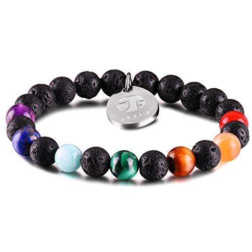 JOXFA Naturale Genuine 7 Chakra Gemstone Uomo Donna 8mm Lava B - Ilgrandebazar