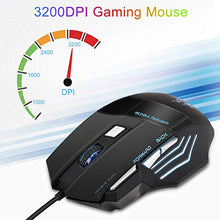 Carica l'immagine nel visualizzatore di Gallery, QueenDer Mouse Gaming,Gioco/Lavoro Wired USB Mouse,Ergonomico Lampada black